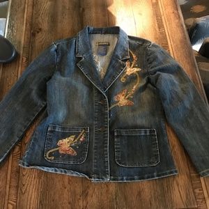 Very detailed beautiful butterfly jean jacket